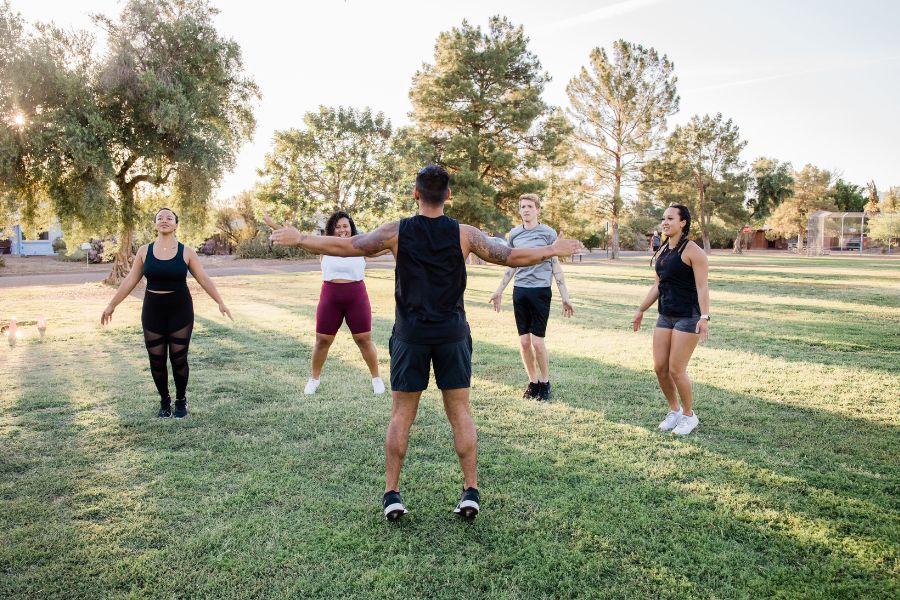 Group of people exercising outdoor