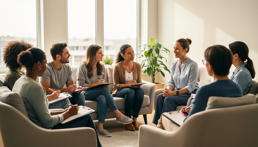 Diverse medical professionals participating in a classroom training session