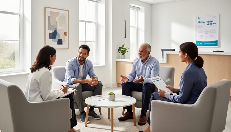Healthcare professional meeting with a patient in a calm clinic room